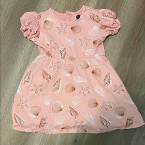 Pink Seashell Patterned Kids Dress